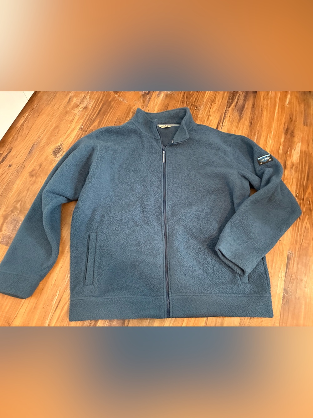 Orvis men’s XL Slate Blue Full-Zip Fleece Jacket Zip Up Sweater